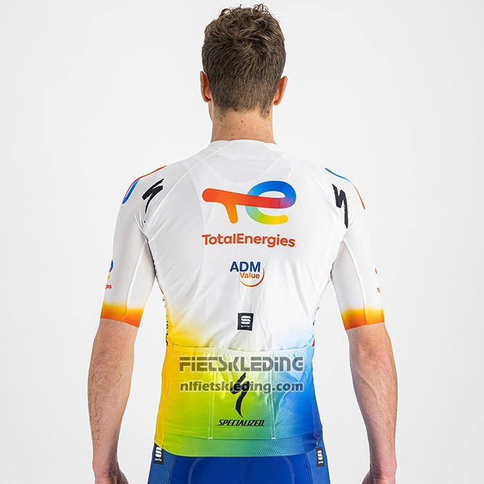 2022 Fietskleding Direct Energie Wit Geel Blauw Korte Mouwen en Koersbroek